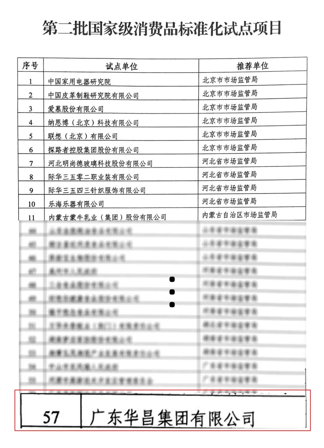 第二批國家級消費品標準化試點項目