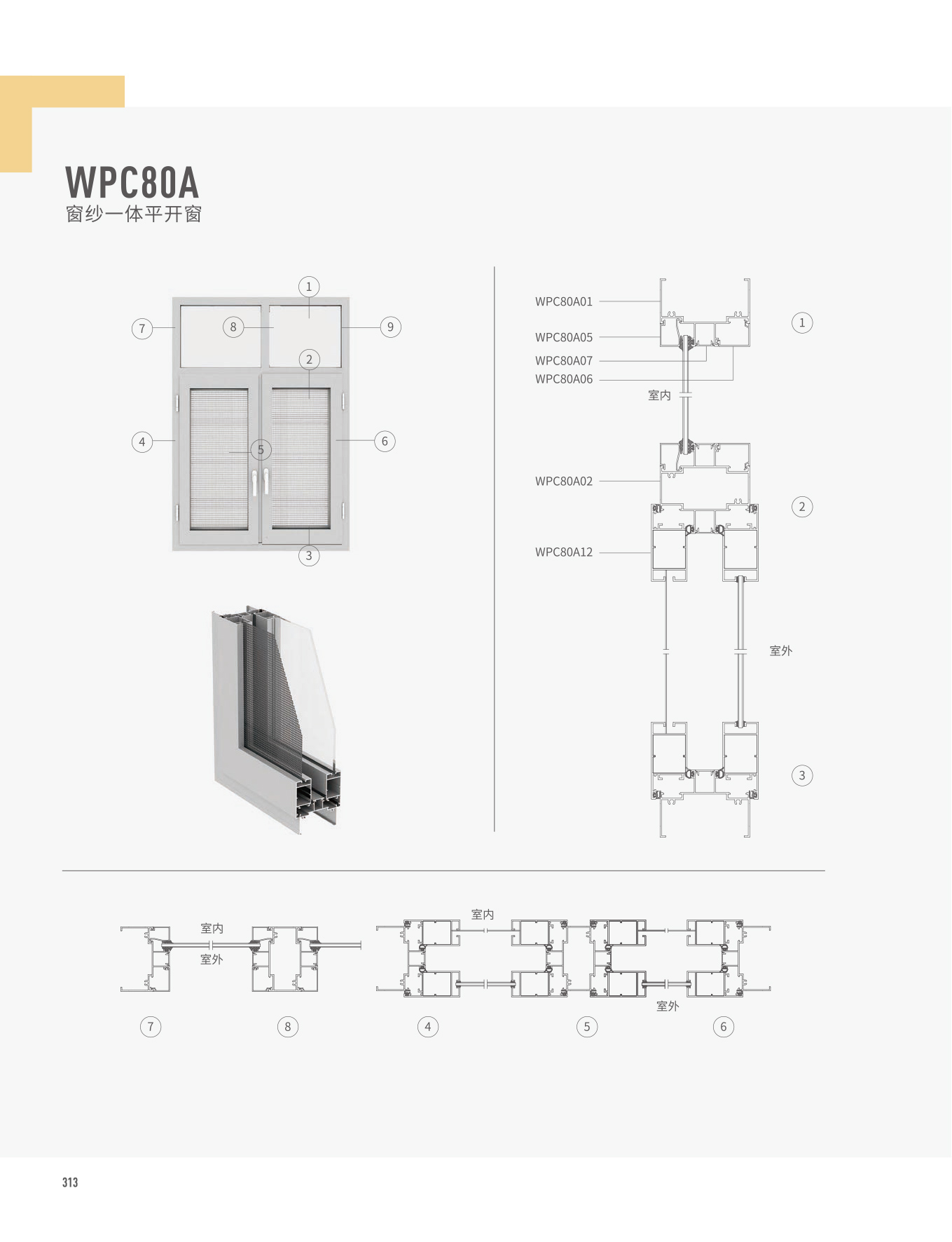 WPC80A窗紗一體平開窗