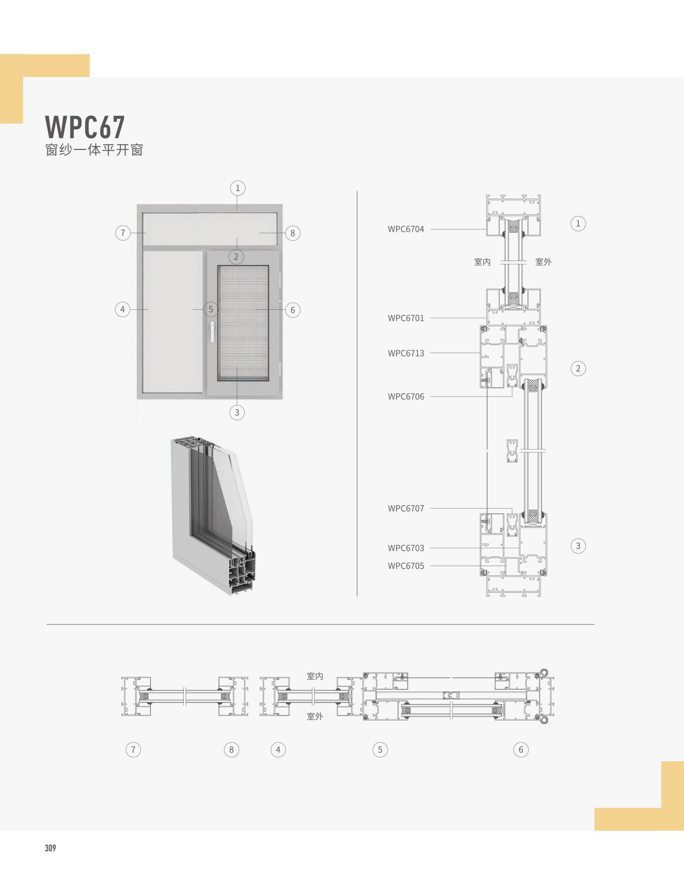 WPC67窗紗一體平開窗